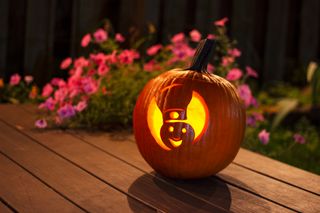 The Pillsbury Doughboy carved into a pumpkin